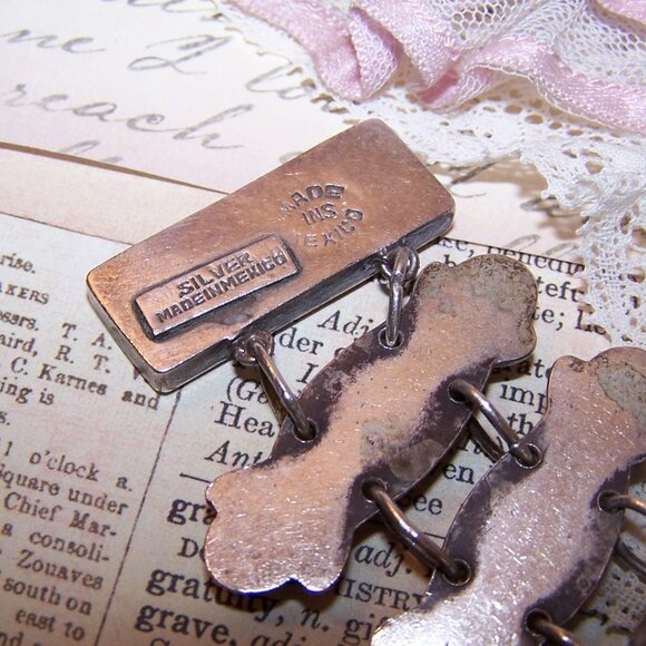 Made in Mexico Mexican Sterling Silver 1.5" Wide Link Bracelet - 7-3/4" Wearable - Picture 9 of 9